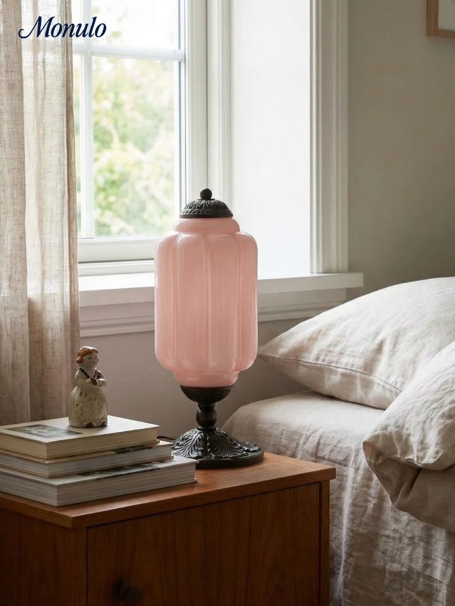 Vintage Glass Table Lamp with Brass or Black Finish - Lamylie
