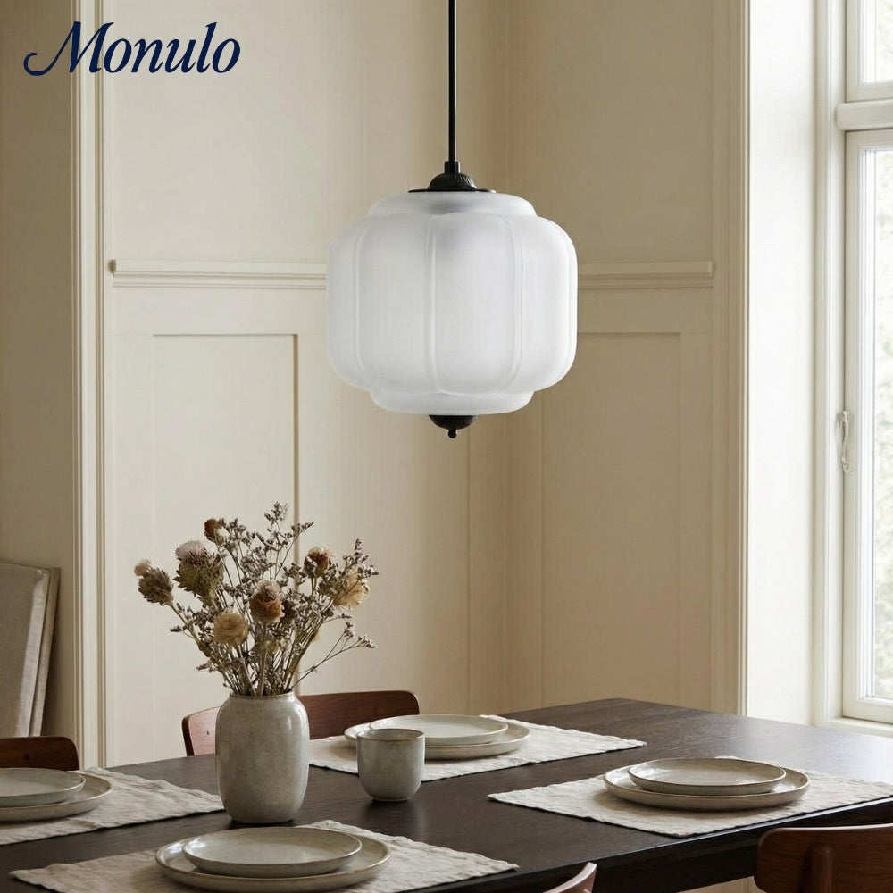 Vintage Milk Glass Pendant Lamp with Wavy Edge | Scandinavian Atmosphere Lighting for Kitchen and Bedroom - Lamylie