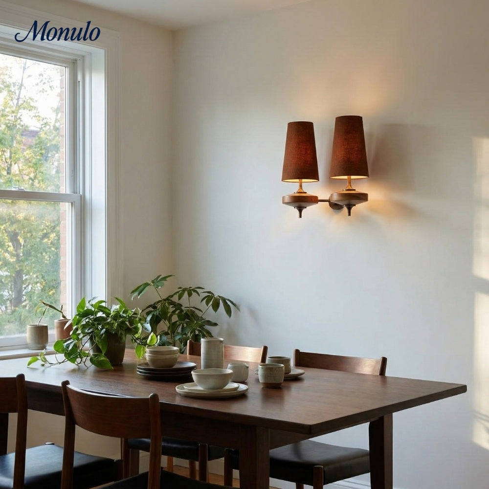 Retro Wall Lamp with Fabric Shade | Vintage Lighting for Bedroom - Lamylie