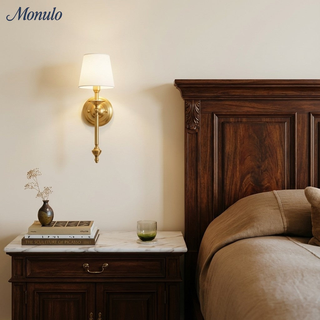 Stoffwandleuchte mit Vintage-Kupfer-Finish | Atmosphärische Beleuchtung für Flur, Schlafzimmer und Wohnzimmer - Lamylie