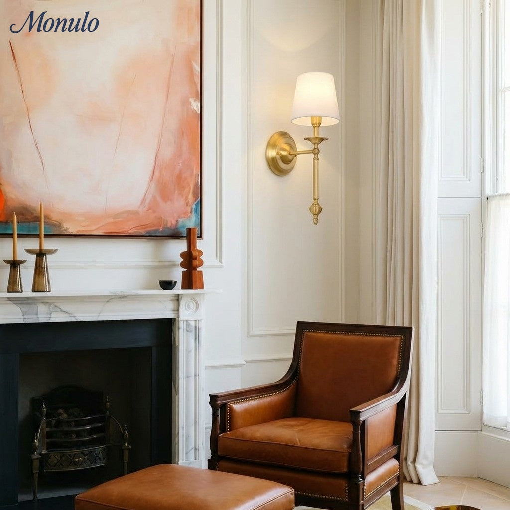 Stoffwandleuchte mit Vintage-Kupfer-Finish | Atmosphärische Beleuchtung für Flur, Schlafzimmer und Wohnzimmer - Lamylie