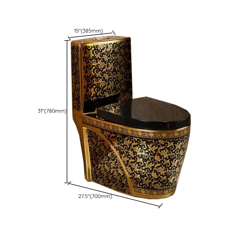 One-piece Standing Toilet Gold-colored Ceramic Closet for Modern Bathrooms - Lamylie
