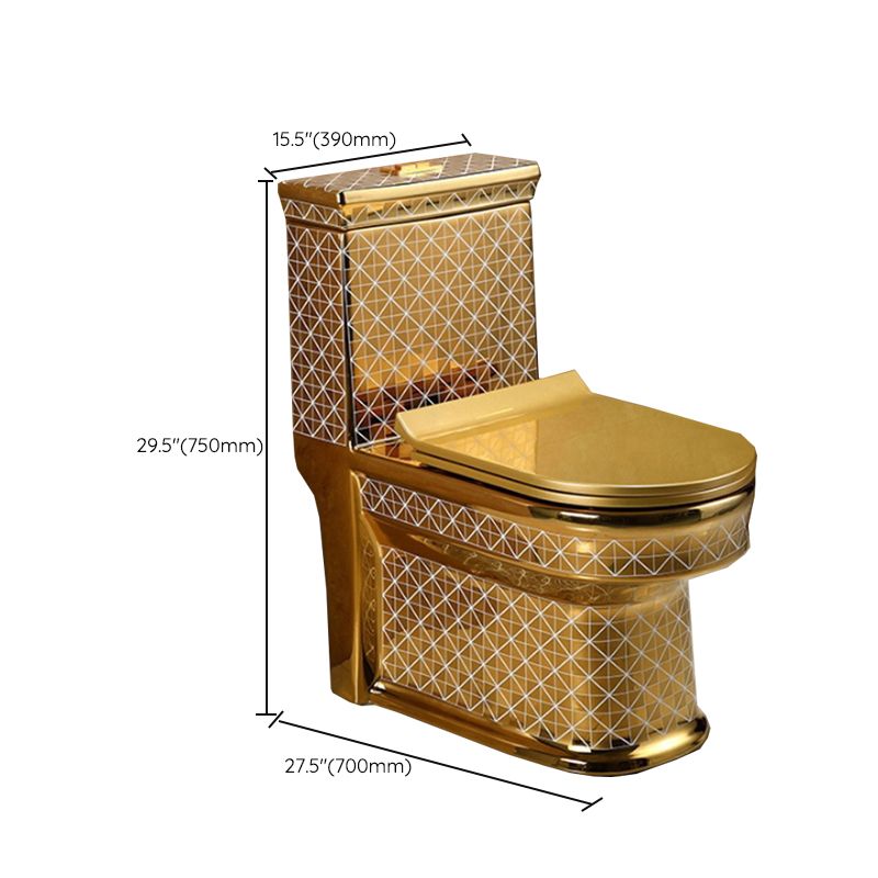 One-piece Standing Toilet Gold-colored Ceramic Closet for Modern Bathrooms - Lamylie