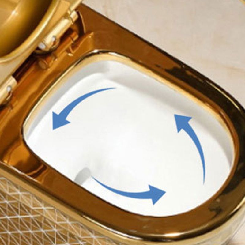 One-piece Standing Toilet Gold-colored Ceramic Closet for Modern Bathrooms - Lamylie