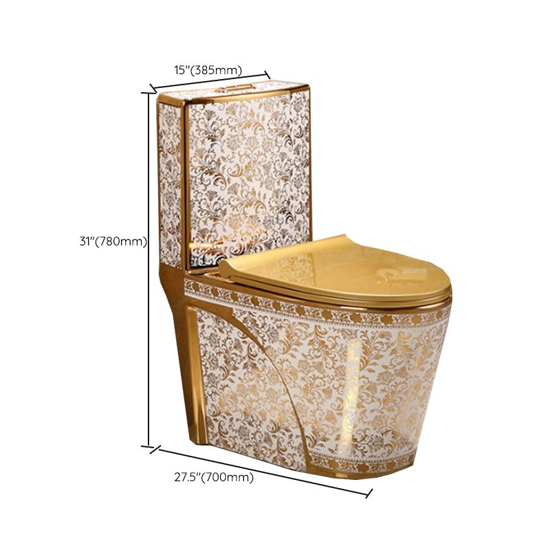 One-piece Standing Toilet Gold-colored Ceramic Closet for Modern Bathrooms - Lamylie
