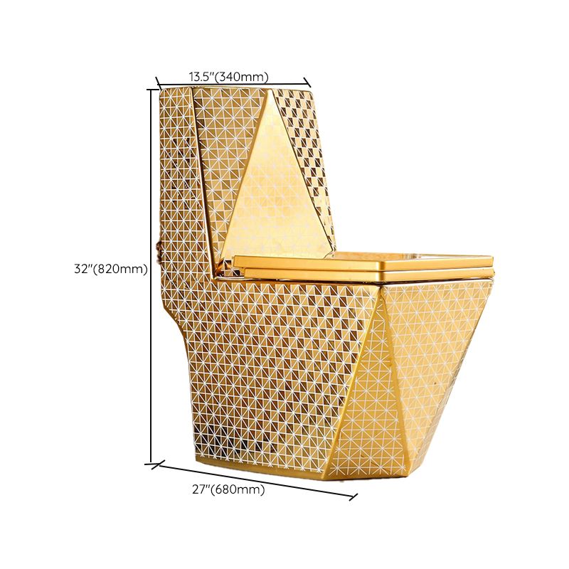 One-piece Standing Toilet Gold-colored Ceramic Closet for Modern Bathrooms - Lamylie
