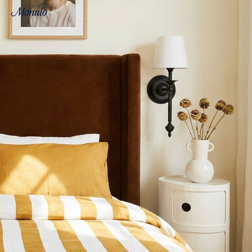 Stoffwandleuchte mit Vintage-Kupfer-Finish | Atmosphärische Beleuchtung für Flur, Schlafzimmer und Wohnzimmer - Lamylie