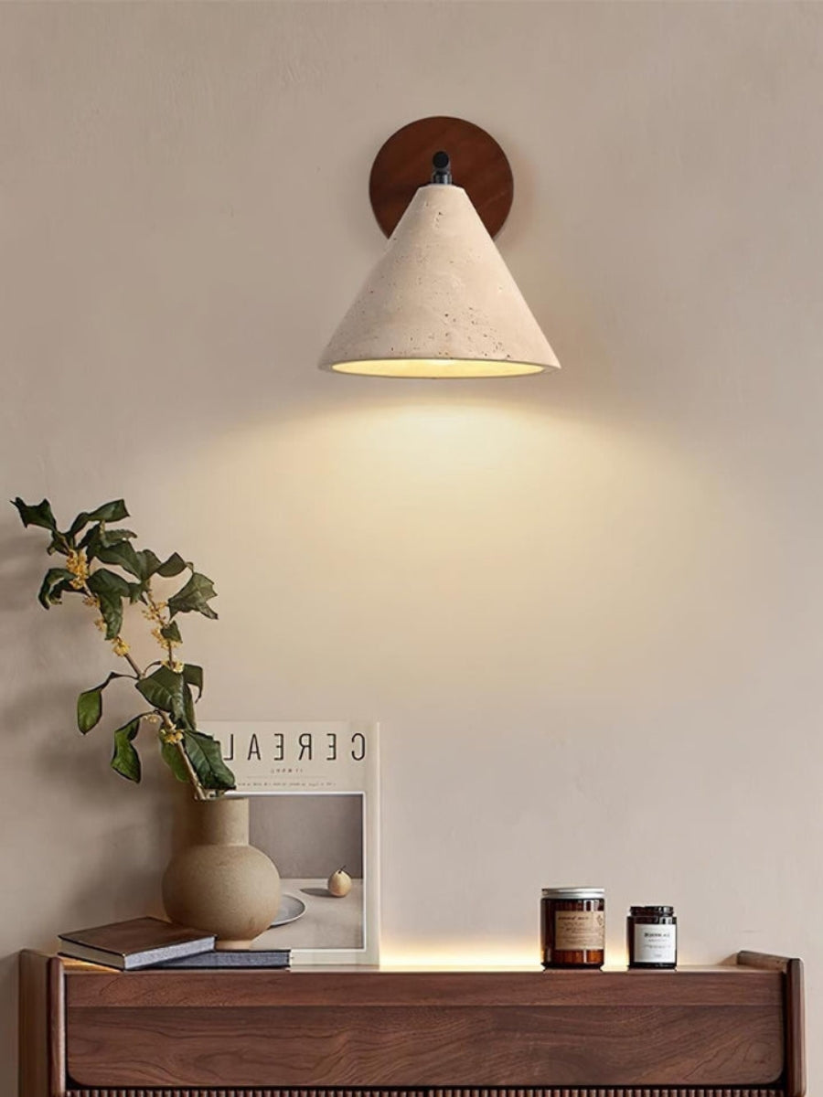 Travertin Wandleuchte konisches Design Minimalistische Akzentbeleuchtung Schlafzimmer Wohnzimmer - Lamylie