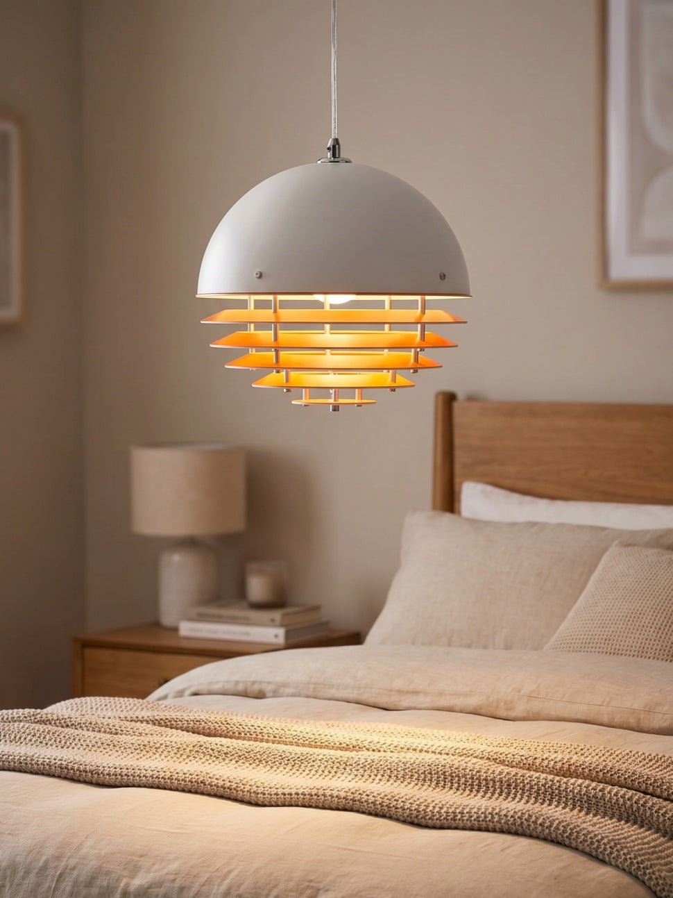 Stylish Pendant Lamp Bauhaus Design Orange-White Ambient Lighting for Modern Interiors - Lamylie