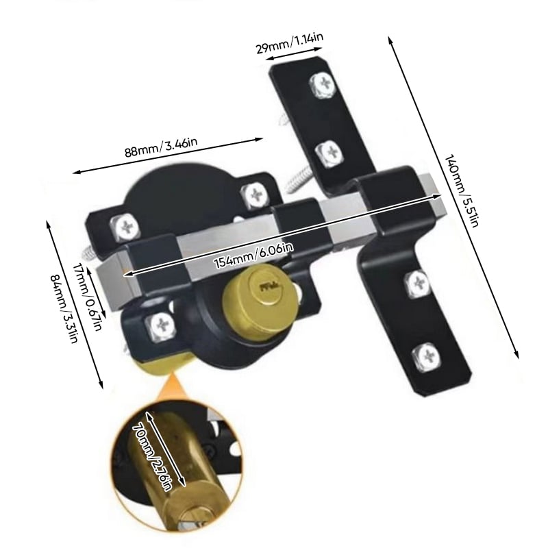 Cerradura para puerta con llave | Antióxido | Pestillo de resorte | GateSecure - Lamylie