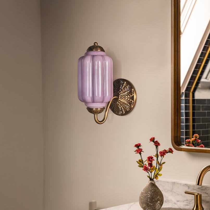 Applique murale vintage en verre opalin et laiton huilé | Éclairage rétro classique pour entrée, chambre et salon – Lamylie