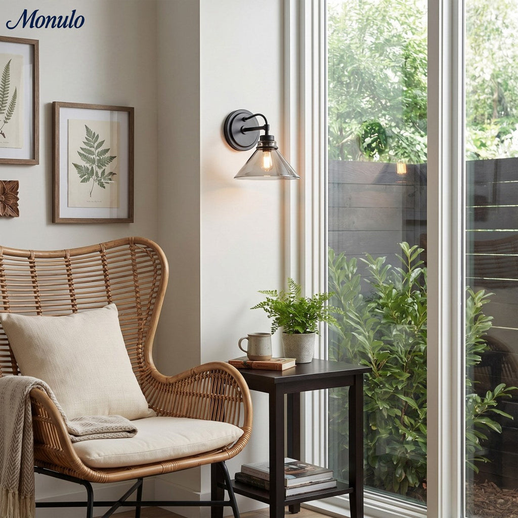 Globus Wandleuchte mit gebogenem Arm | Moderne Industriebeleuchtung für Bad, Schlafzimmer und Flur - Lamylie