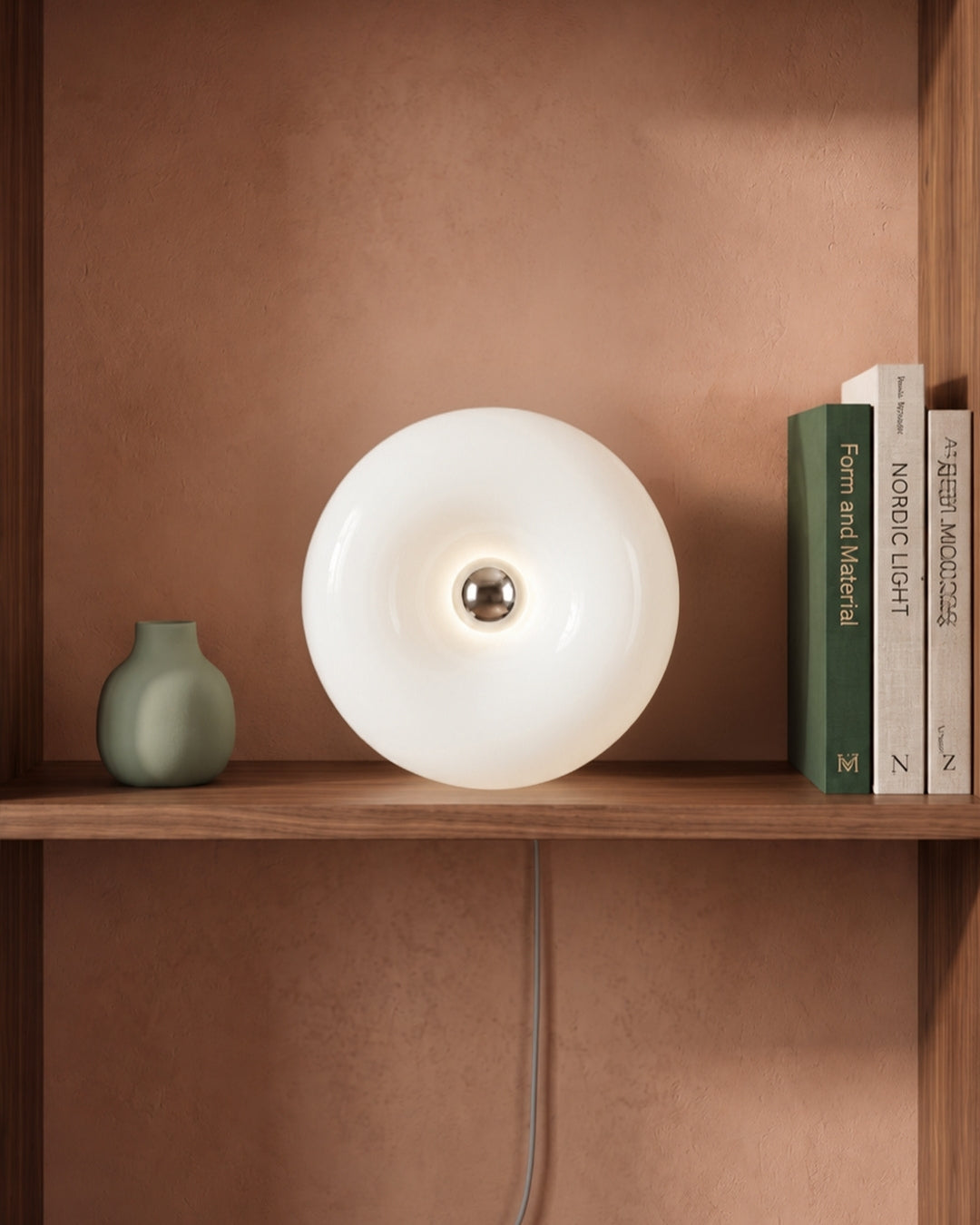 NARA Skulpturale Donut-Lampe mit 3 Farbtemperaturen | Dimmbar Glas-Tischlampe Bauhaus-Design Touch-Steuerung Wandmontierbar Ambientebeleuchtung - Lamylie