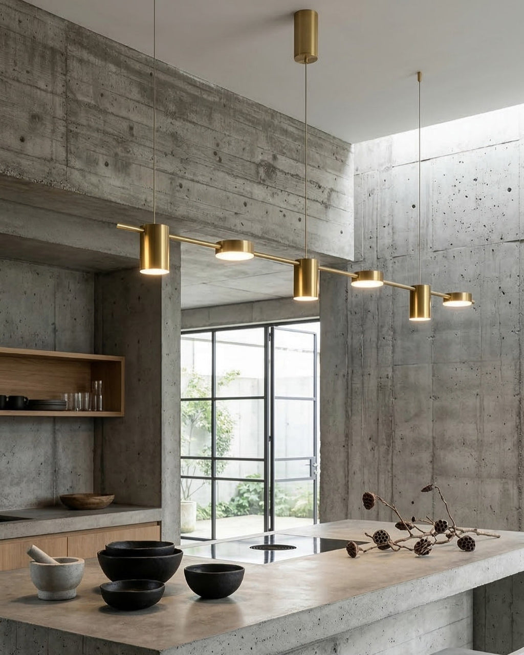 Linear LED Pendant Lamp Helios | Modern Lighting with Metal and Acrylic for Dining Room and Living Room - Lamylie
