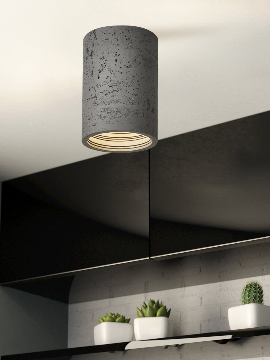 Zylindrische Travertin-Deckenlampe | LED-Beleuchtung für moderne Innenräume - Lamylie