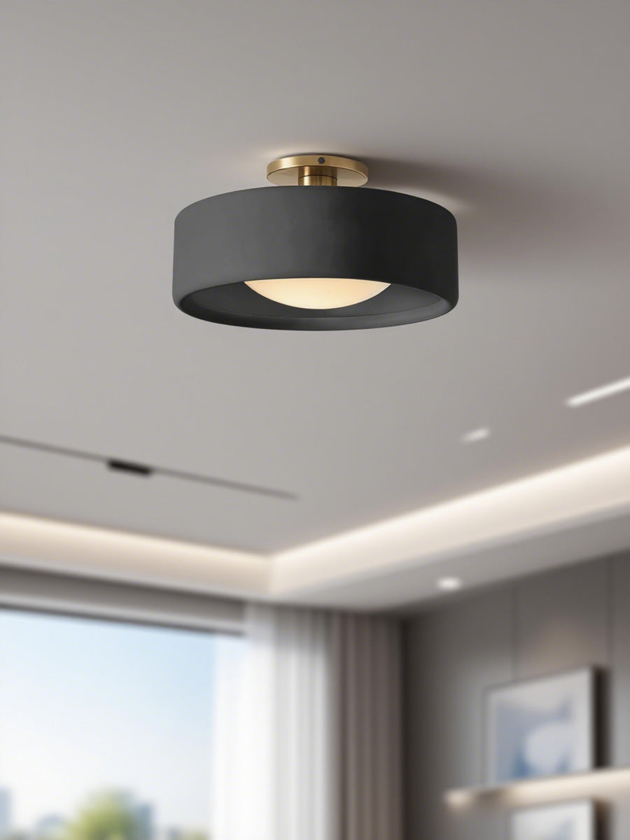 Porcelain Ceiling Lamp with Sleek Mounting | Modern Low Profile Lamp Ceramic Surface Lighting - Lamylie