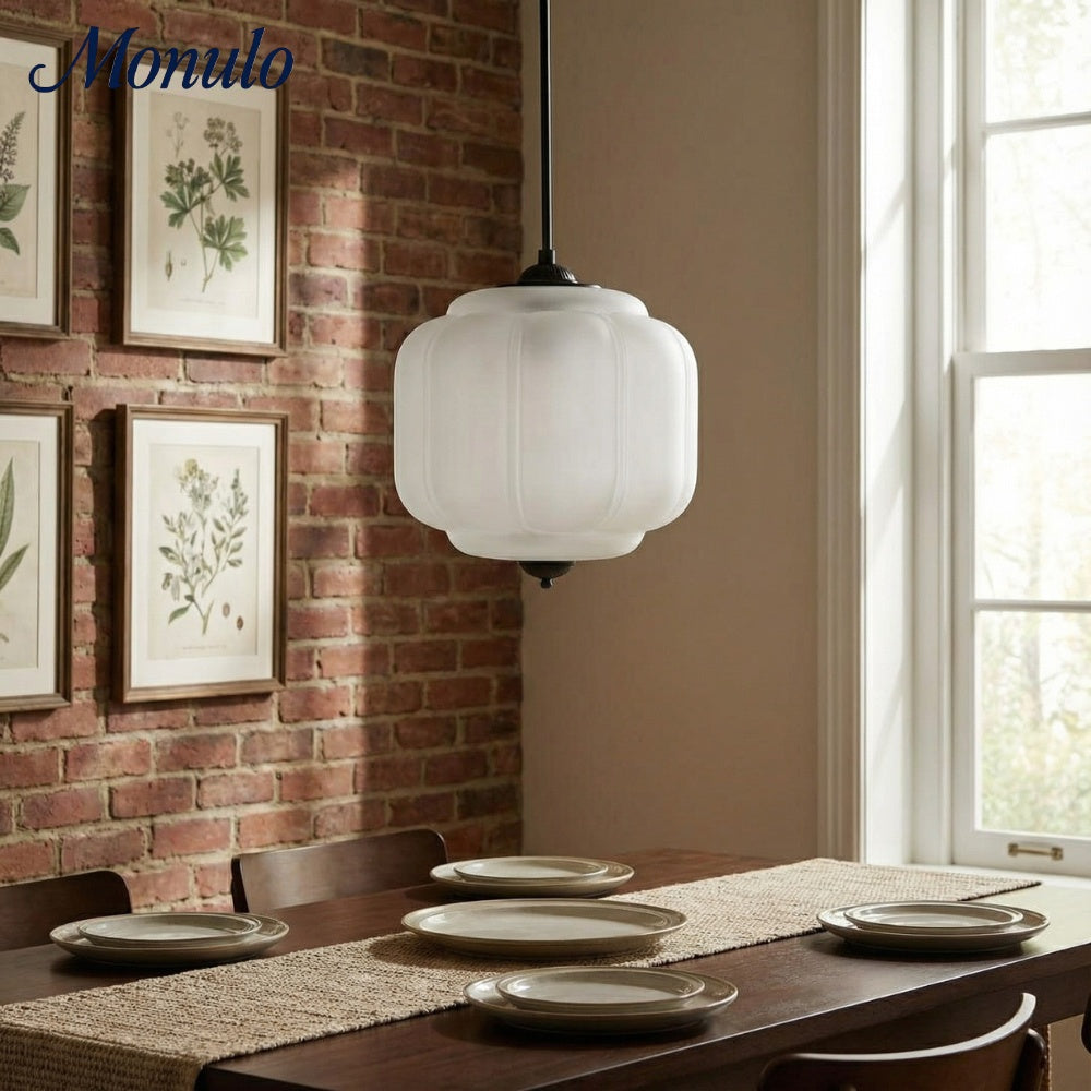 Vintage Milk Glass Pendant Lamp with Wavy Edge | Scandinavian Atmosphere Lighting for Kitchen and Bedroom - Lamylie