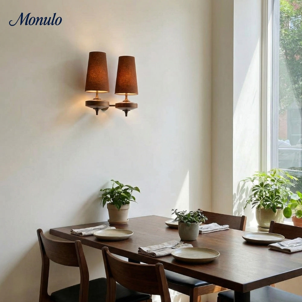 Retro Wall Lamp with Fabric Shade | Vintage Lighting for Bedroom - Lamylie