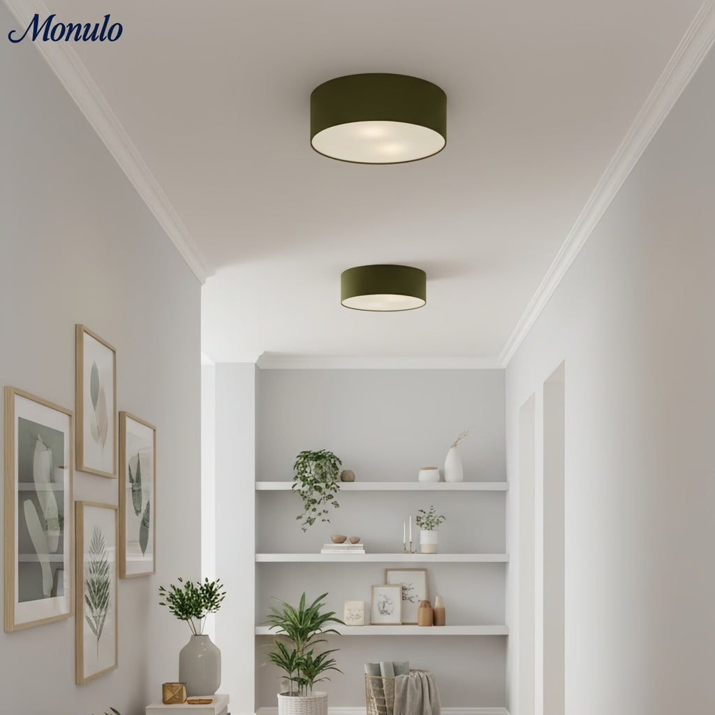 Ceiling Lamp with Linen Shade | Drum Shape Ø30/45cm | Modern Scandinavian Design | Elegant Lighting for Living Room Bedroom Dining Room - Lamylie