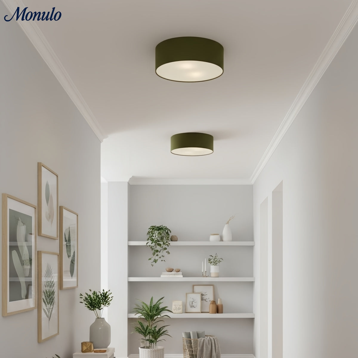 Ceiling Lamp with Linen Shade | Drum Shape Ø30/45cm | Modern Scandinavian Design | Elegant Lighting for Living Room Bedroom Dining Room - Lamylie