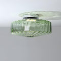Vintage Ribbed Glass Ceiling Lamp Green | Classic Lighting for Dining Room, Entrance & Hallway - Lamylie