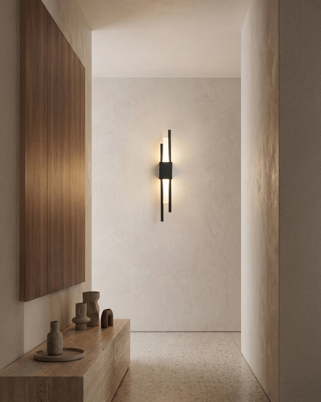 Skandinavische Minimalistische Wandleuchte | Modernes vertikales Design mit gerichteter LED-Beleuchtung | Schwarz Gold - Lamylie