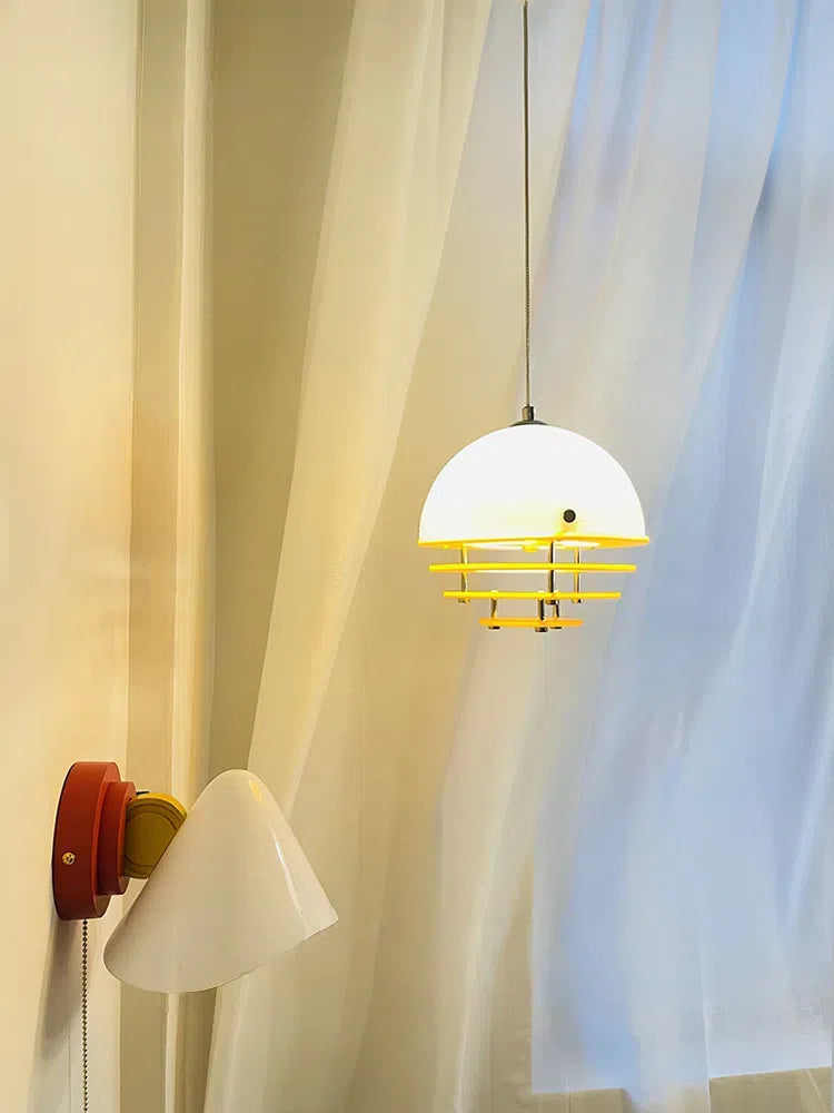 Stylish Pendant Lamp Bauhaus Design Orange-White Ambient Lighting for Modern Interiors - Lamylie