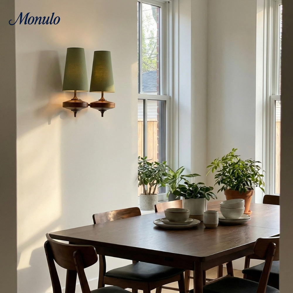 Retro Wall Lamp with Fabric Shade | Vintage Lighting for Bedroom - Lamylie