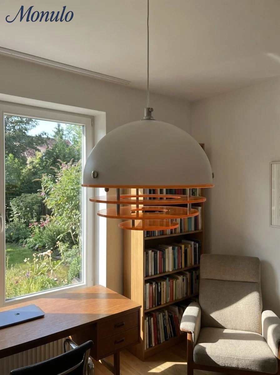 Stylish Pendant Lamp Bauhaus Design Orange-White Ambient Lighting for Modern Interiors - Lamylie