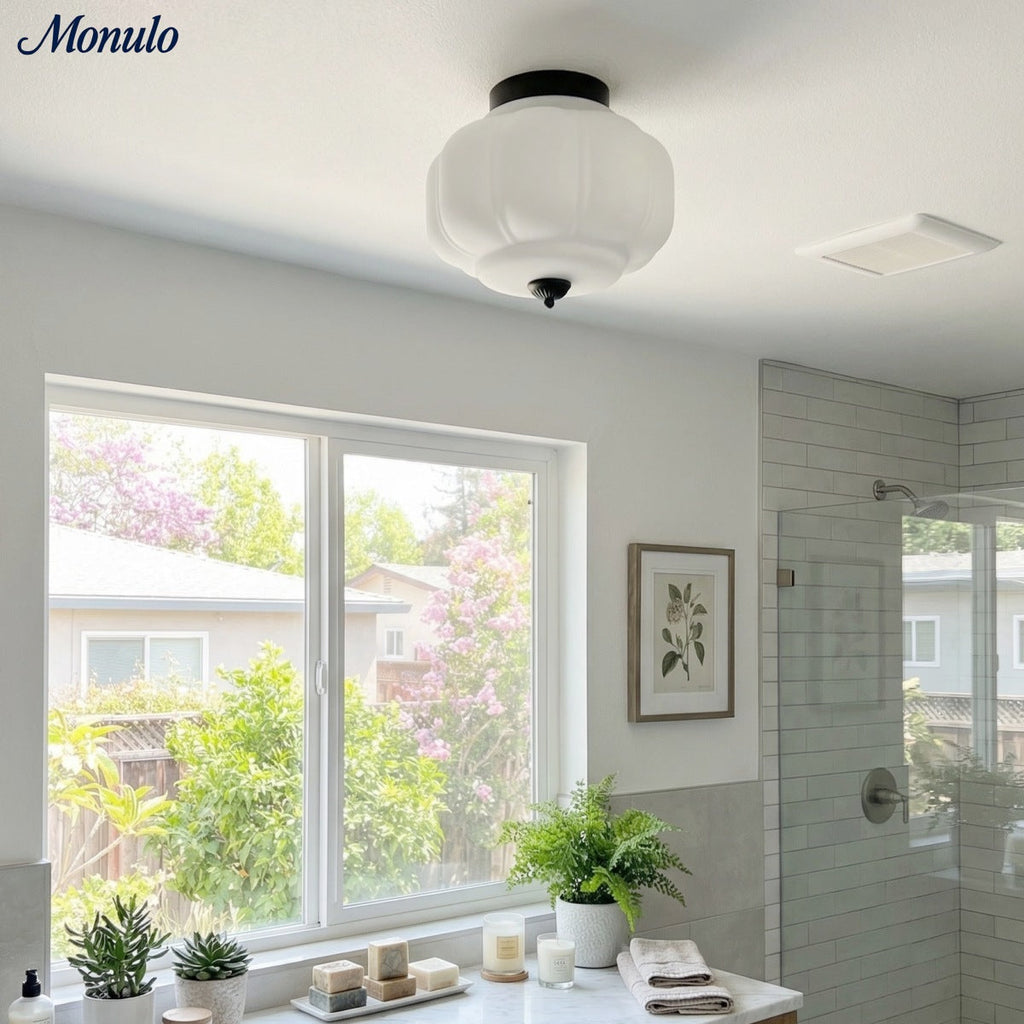 Ceiling Lamp Milk Glass Shade Modern Lighting Scandinavian Style Living Room Dining Room Bedroom Flush Mount - Lamylie