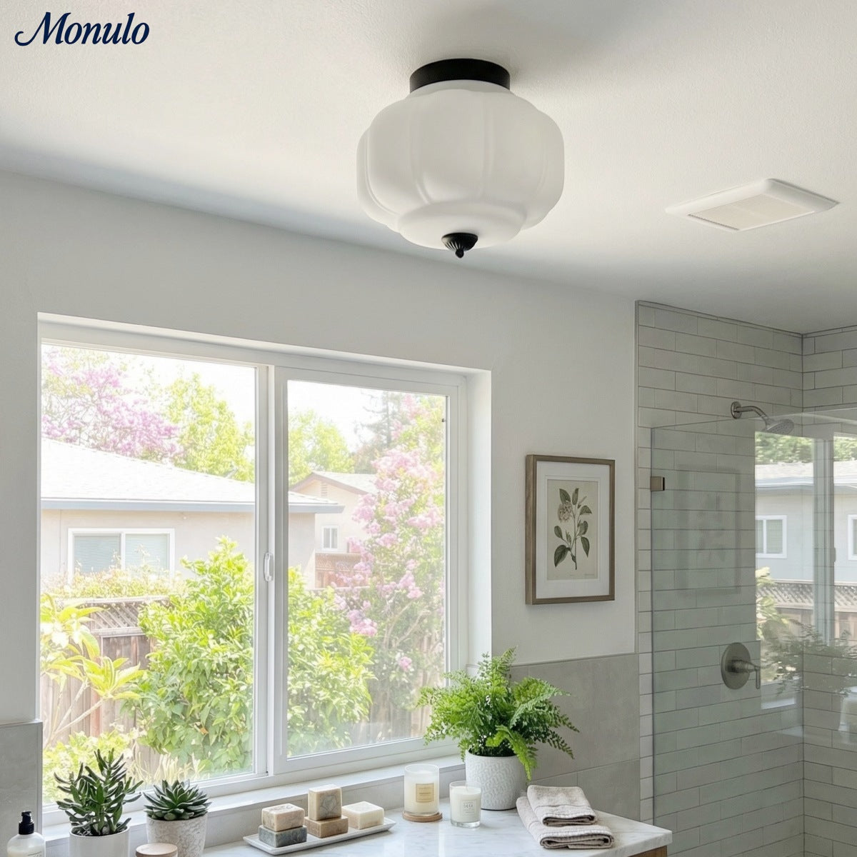 Ceiling Lamp Milk Glass Shade Modern Lighting Scandinavian Style Living Room Dining Room Bedroom Flush Mount - Lamylie