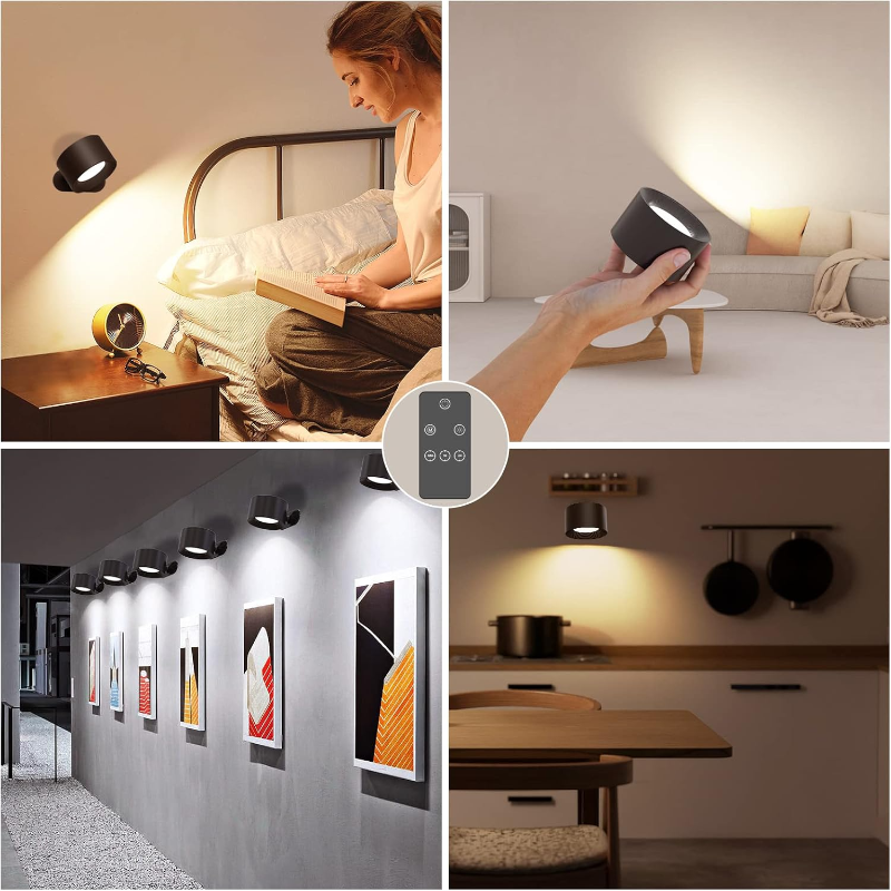 Rechargeable LED Wall Lamp with 360° Rotatable Head – Touch Sensor, Wire-Free Installation - Lamylie