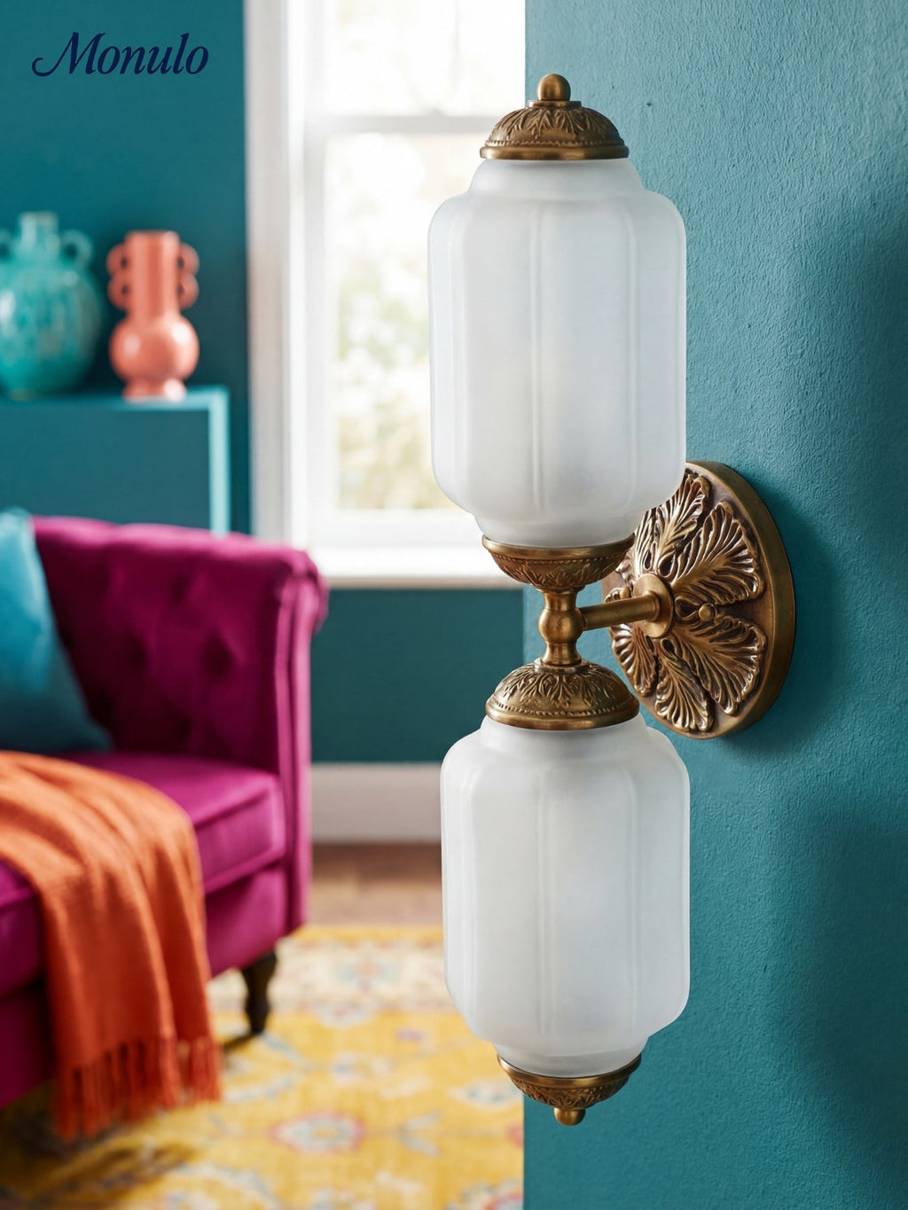 Vintage Glass Wall Lamp Horizontal Model Eloise Light Source for Living Room and Hallway - Lamylie