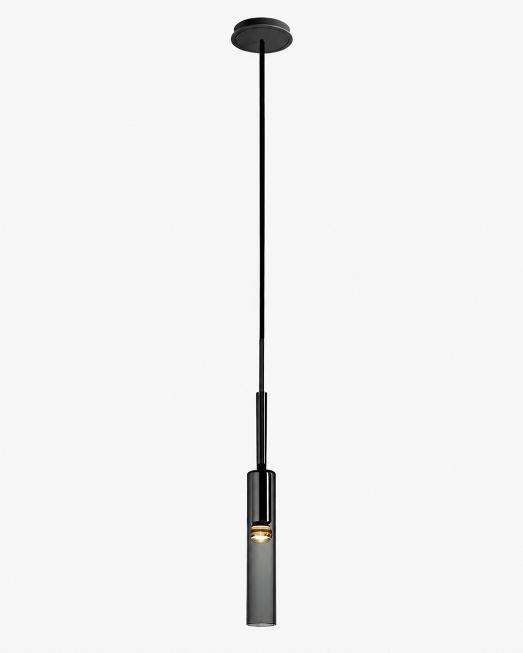 Smoked Glass Pendant Lamp with Minimalist Metal Structure | Modern Ambient Lighting for Dining Room, Bedroom, and Living Room - Lamylie