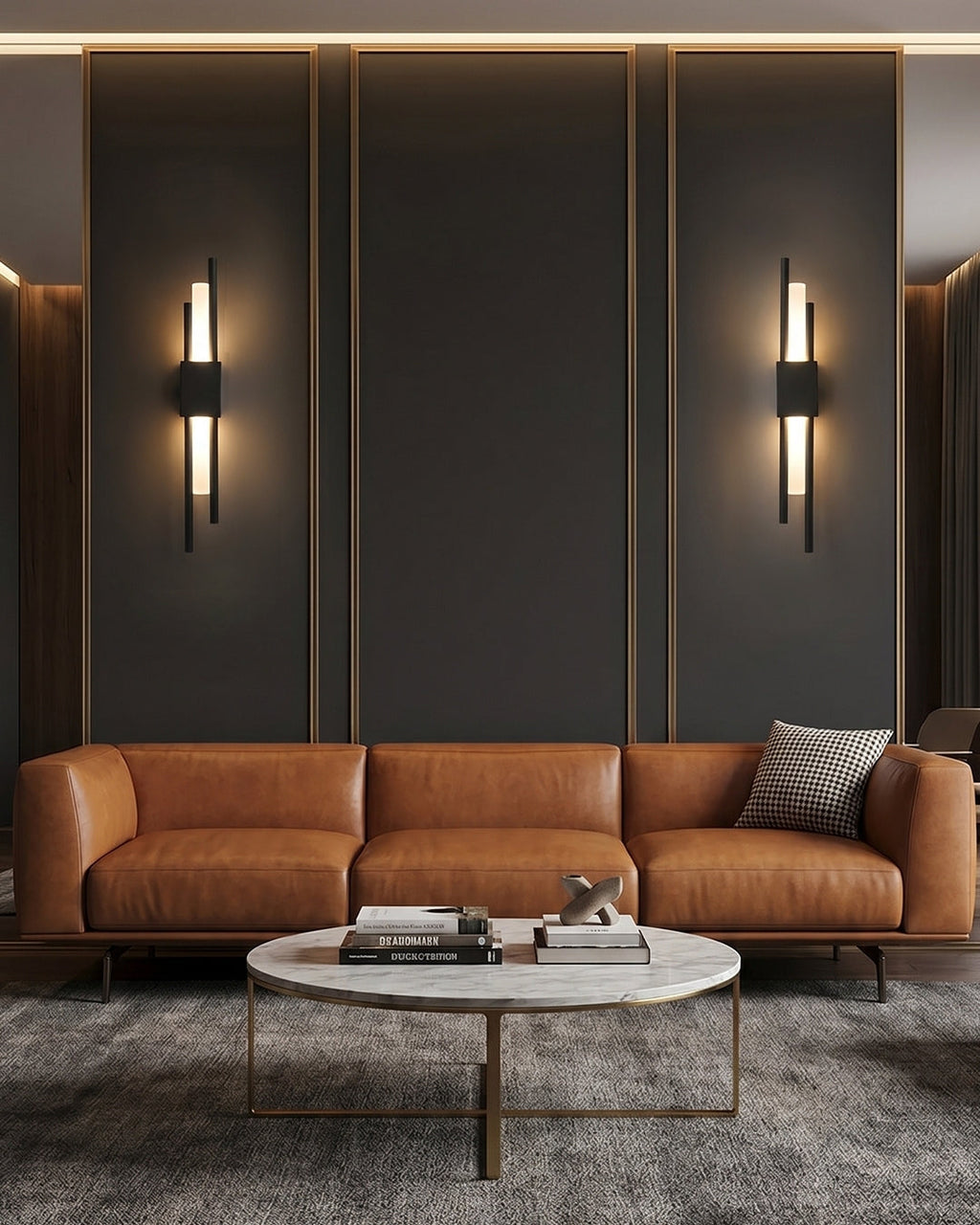 Skandinavische Minimalistische Wandleuchte | Modernes vertikales Design mit gerichteter LED-Beleuchtung | Schwarz Gold - Lamylie