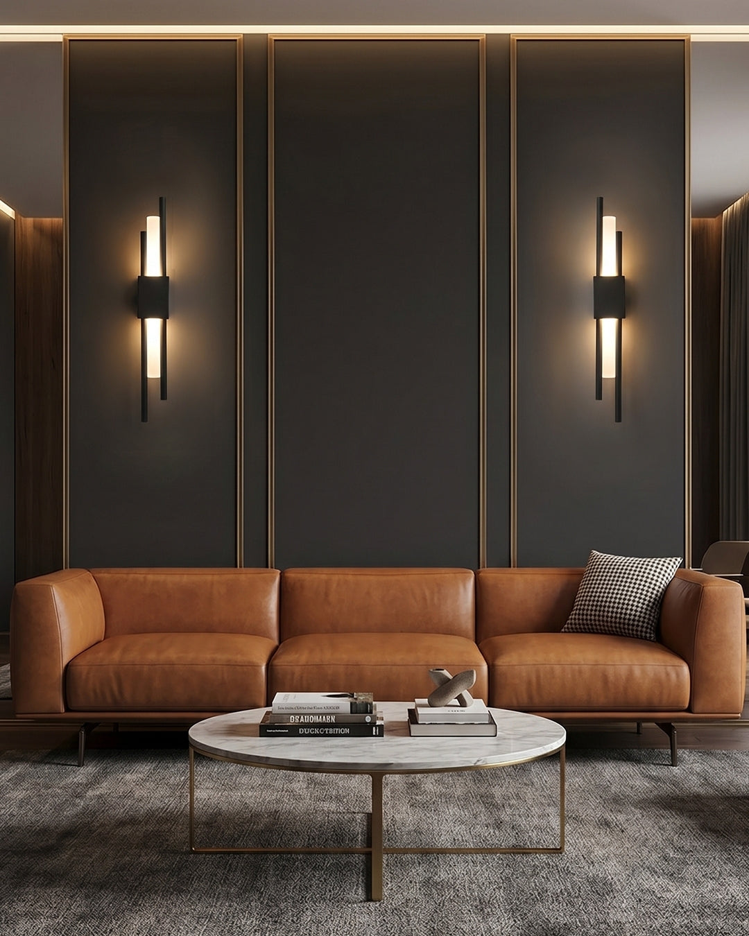 Skandinavische Minimalistische Wandleuchte | Modernes vertikales Design mit gerichteter LED-Beleuchtung | Schwarz Gold - Lamylie