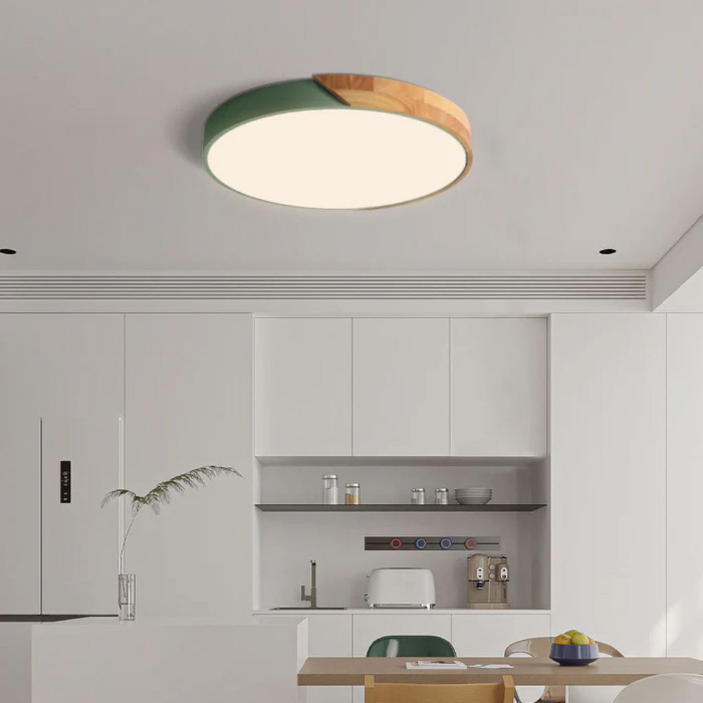 Minimalistyczna lampa sufitowa z drewna i akrylu | Skandynawski design do salonu i sypialni | Energooświetlne światło LED | Łatwy montaż – Lamylie