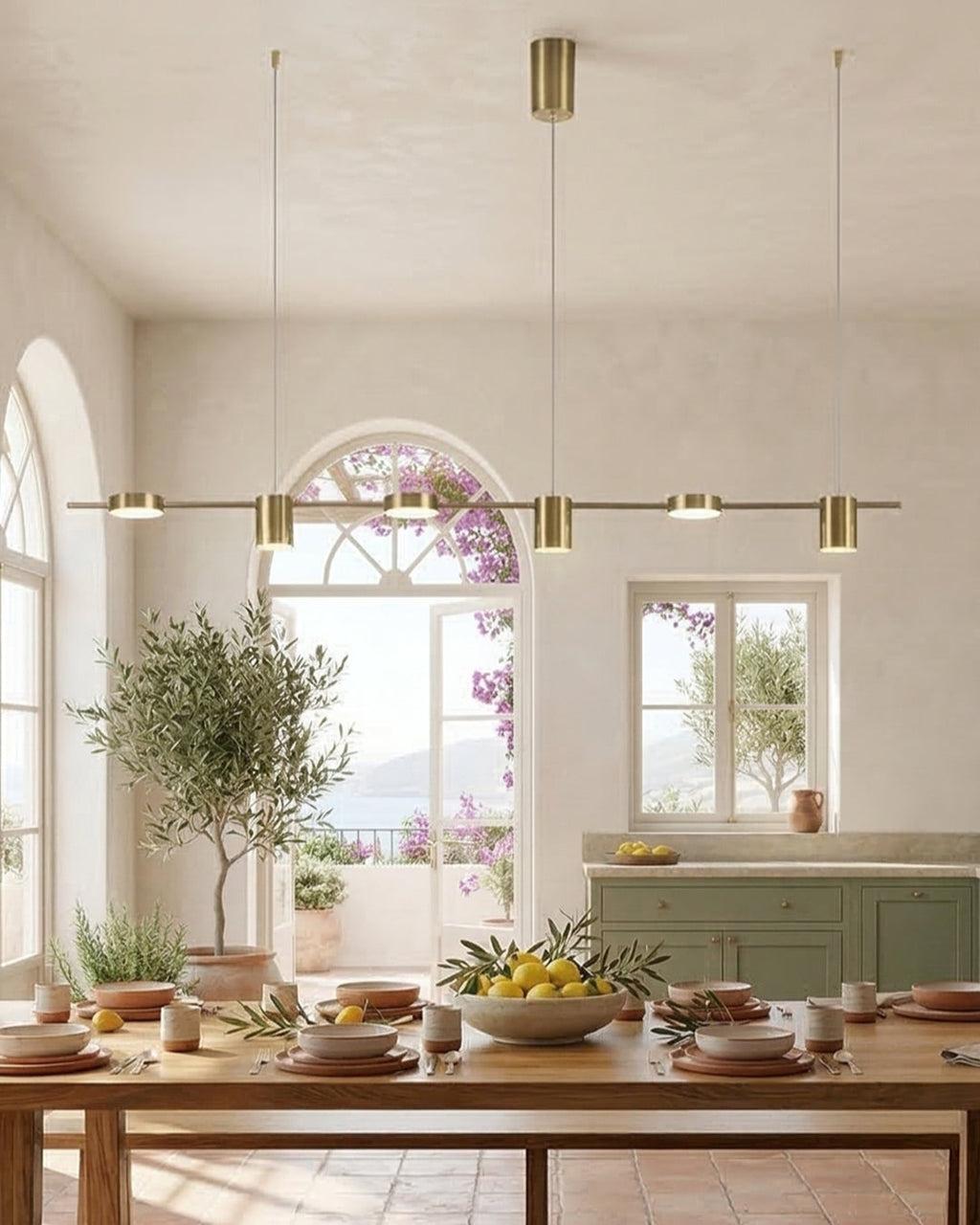 Linear LED Pendant Lamp Helios | Modern Lighting with Metal and Acrylic for Dining Room and Living Room - Lamylie