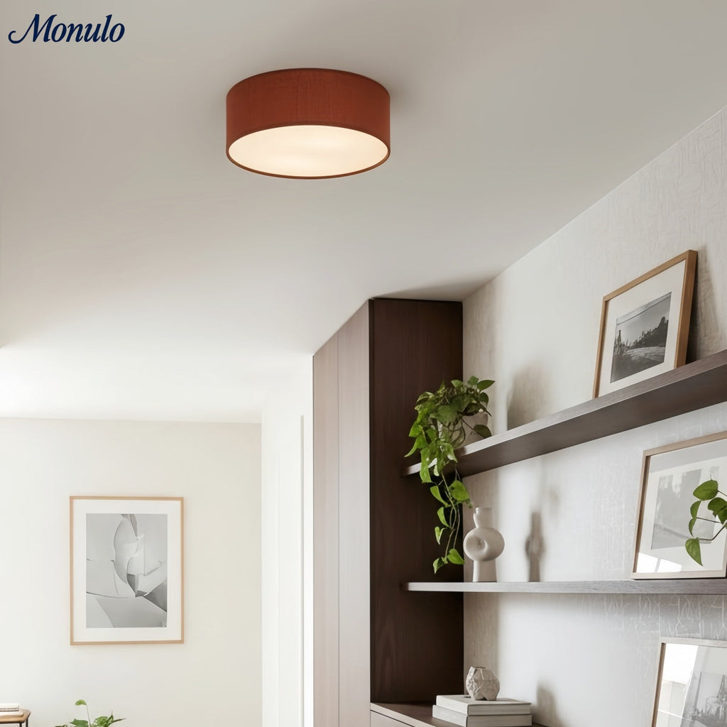 Ceiling Lamp with Linen Shade | Drum Shape Ø30/45cm | Modern Scandinavian Design | Elegant Lighting for Living Room Bedroom Dining Room - Lamylie