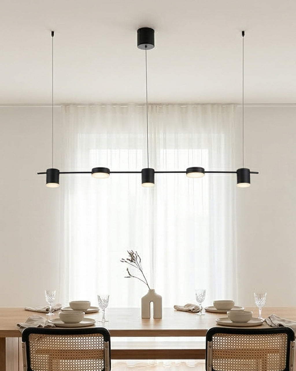 Linear LED Pendant Lamp Helios | Modern Lighting with Metal and Acrylic for Dining Room and Living Room - Lamylie