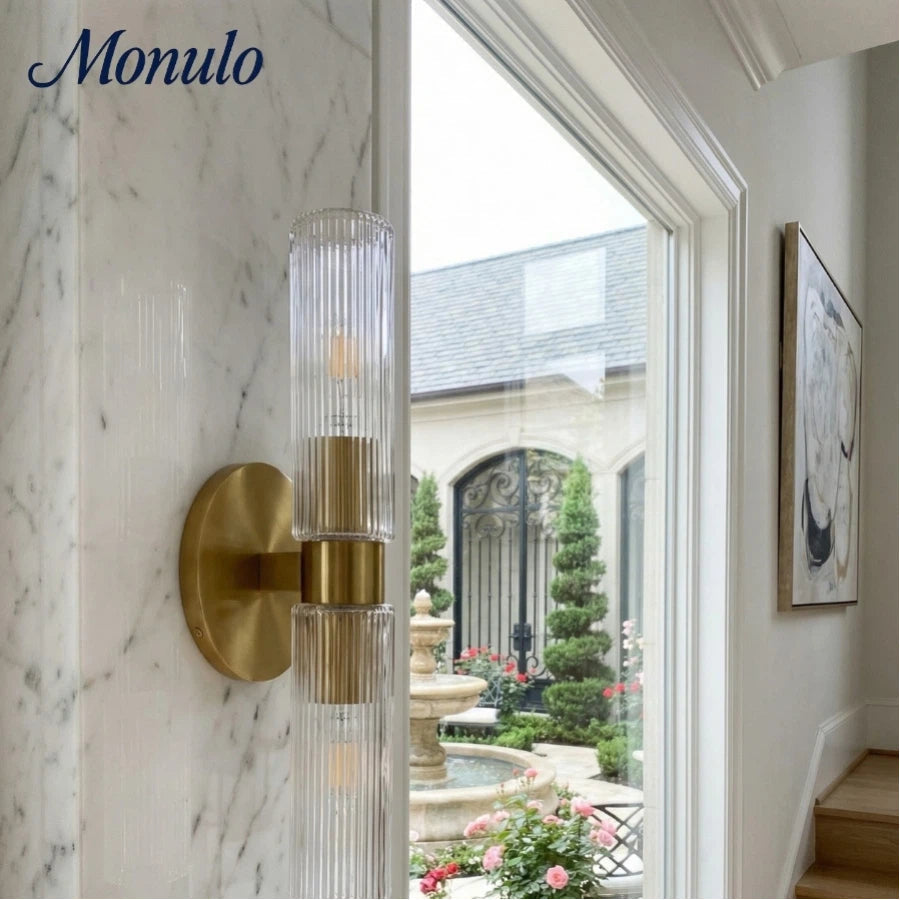 Wall lamp with double ribbed glass tubes | contemporary wall lighting for hall and entrance - Lamylie