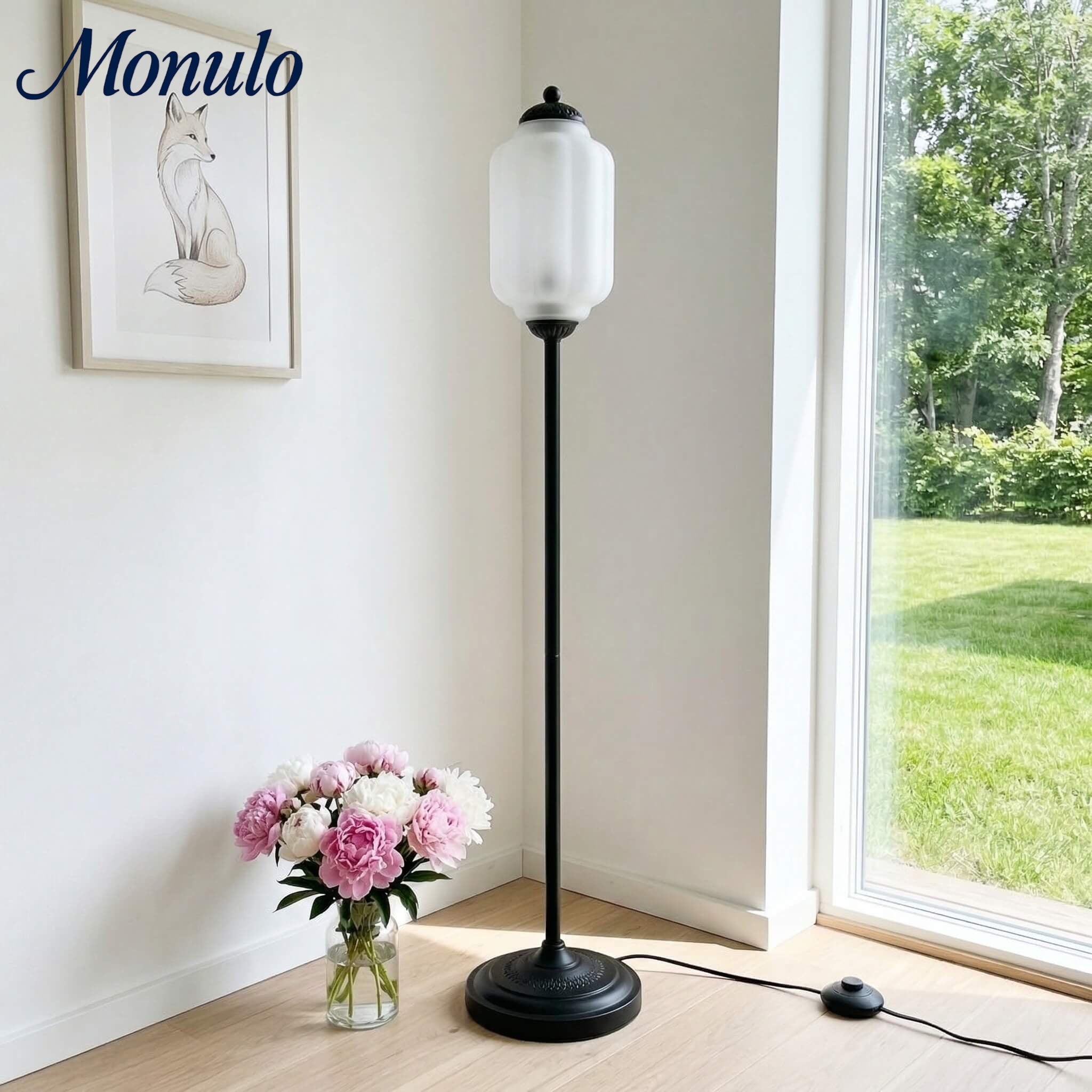 Decorative Glass Pumpkin Floor Lamp Retro Organic Style Living Room Standing Lamp - Lamylie