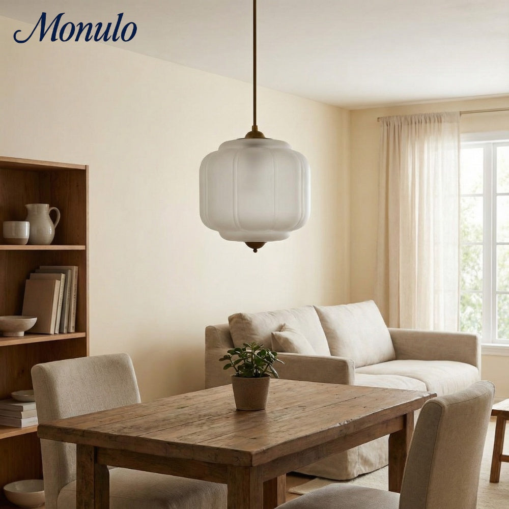 Vintage Milk Glass Pendant Lamp with Wavy Edge | Scandinavian Atmosphere Lighting for Kitchen and Bedroom - Lamylie