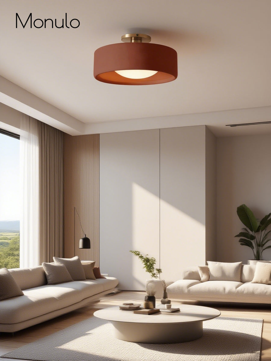 Porcelain Ceiling Lamp with Sleek Mounting | Modern Low Profile Lamp Ceramic Surface Lighting - Lamylie