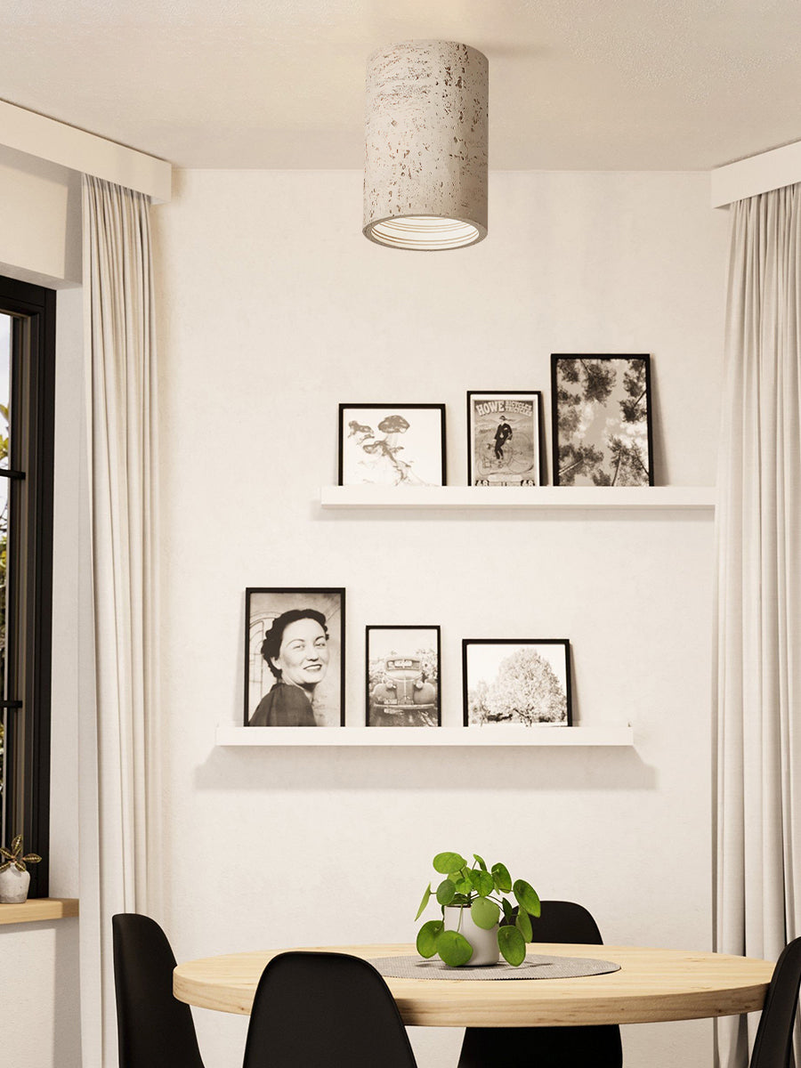 Cylindrical Travertine Ceiling Lamp | LED Lighting for Modern Interiors - Lamylie