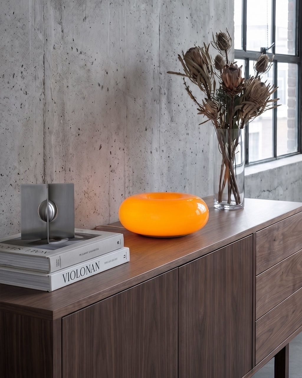 NARA Skulpturale Donut-Lampe mit 3 Farbtemperaturen | Dimmbar Glas-Tischlampe Bauhaus-Design Touch-Steuerung Wandmontierbar Ambientebeleuchtung - Lamylie