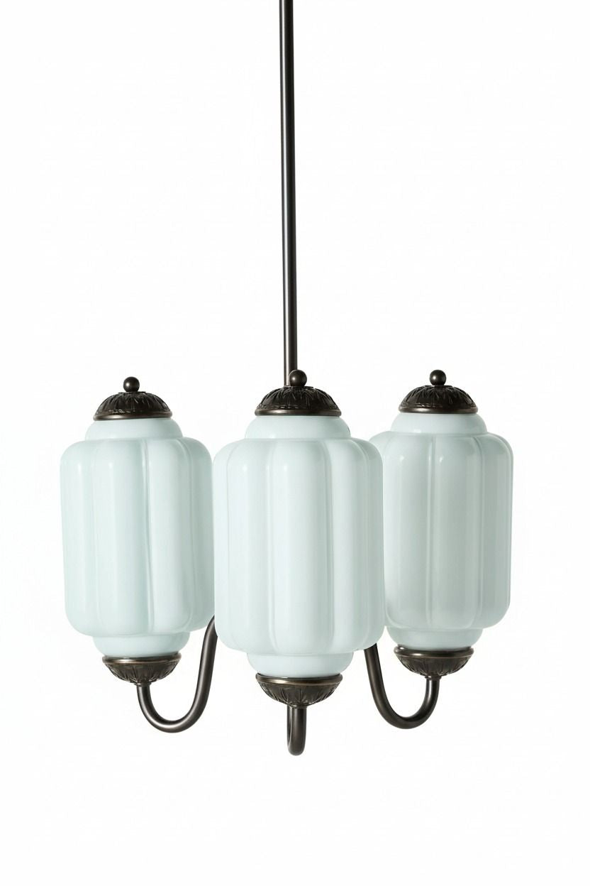 Vintage Milk Glass Pendant Lamp with Wavy Edge | Scandinavian Atmosphere Lighting for Kitchen and Bedroom - Lamylie