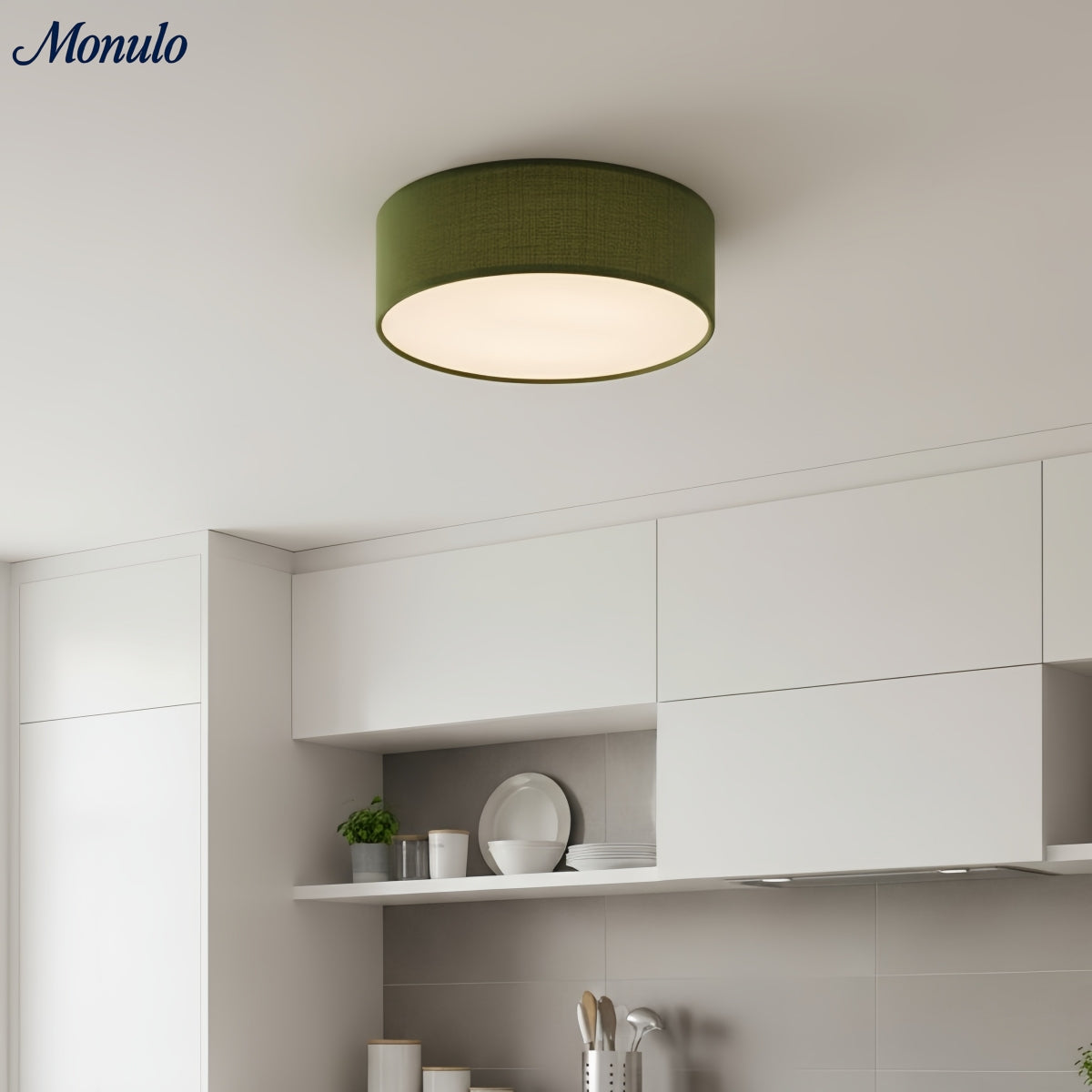 Ceiling Lamp with Linen Shade | Drum Shape Ø30/45cm | Modern Scandinavian Design | Elegant Lighting for Living Room Bedroom Dining Room - Lamylie