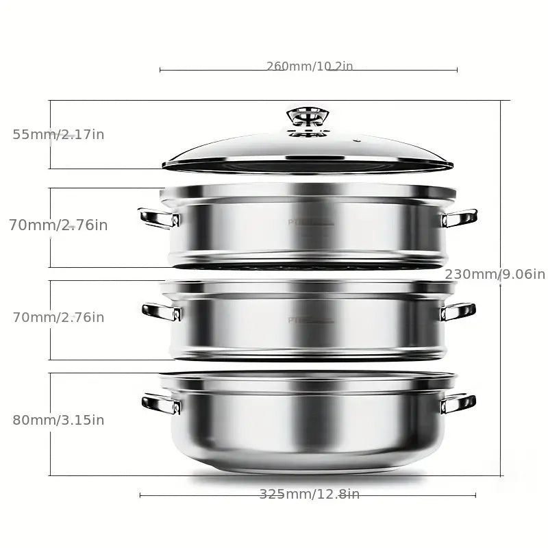 Multi-Level Steaming Appliance – 3-Tier Food Steamer for Vegetables and Fish - Lamylie