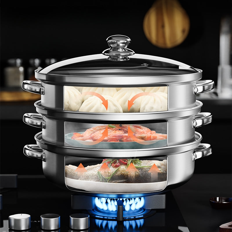 Multi-Level Steaming Appliance – 3-Tier Food Steamer for Vegetables and Fish - Lamylie